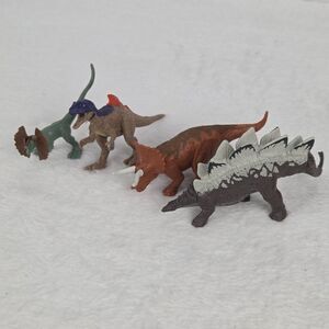 Jurassic World Mini Dinosaur Figures Rubber Flexible 4 Piece Bundle